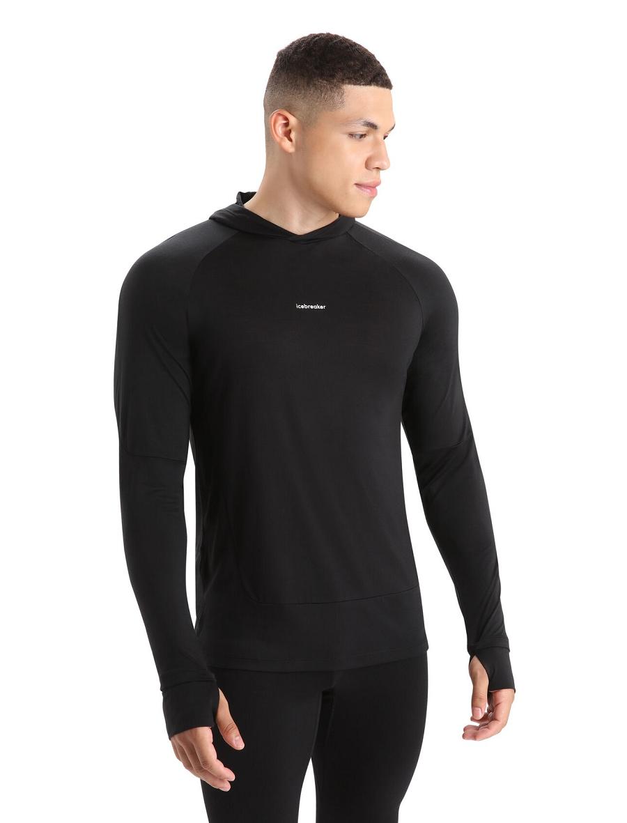 Icebreaker Cool-Lite™ Merino Hoodie Férfi Long Sleeve Fekete | HU 1228PJJQ